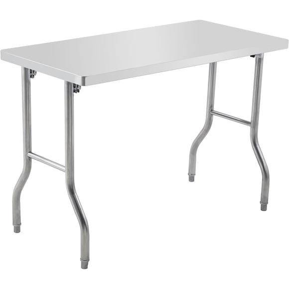 Commercial-Worktable Folding Workstation Stainless-Steel Heavy-Duty 48 x 30 Inch with 220 lbs Load, Silver Stainless Steel Kitchen Island,Kitchen Work Table
