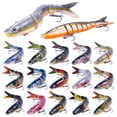 thumbnail image 2 of &Leurres de Pêche 8 Segments Poisson Achigan Minnow Swimbait Attirail Crochet Crank Baits, 2 of 7