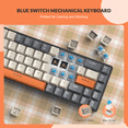 thumbnail image 3 of HAOAN T8 Clavier de Jeu 60 % 68 Touches Compact Mini Clavier Mécanique Filaire avec 18 Commutateurs Bleus Rétroéclairés RVB Chroma Câble de Clavier Bobiné USB-C pour PC Portable Mac XBOX - Bleu Blanc, 3 of 8