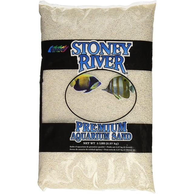 Sable d'Aquarium Premium Stoney River - Blanc - Sac de 5 lb de Sable Blanc Fin pour aquariums d'Eau Douce et Marins, Sûr pour la Vie Aquatique et au pH Neutre, Idéal comme Substrat d'Aquarium et alternative au Gravier Décoratif.