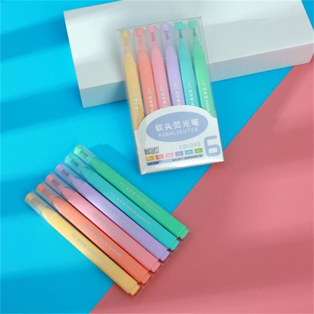 My Past Orders Six Pack Soft Headed Fluorescent Pen Label Pen, Colored Small Fresh Candy Color Marker Pen, Student Office Use 10Ml