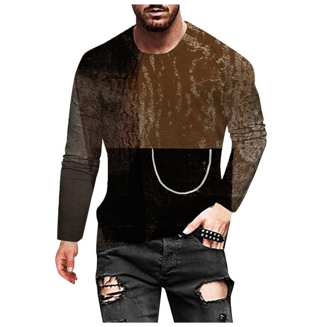 AMERTEER T-shirt Décontracté pour Hommes Impression Numérique 3D Col Rond Manches Longues