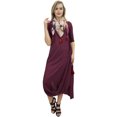 thumbnail image 4 of Bimba Robe Longue pour Femme avec Foulard à Franges Imprimé Prune Drapé Maxi Wear-10, 4 of 6