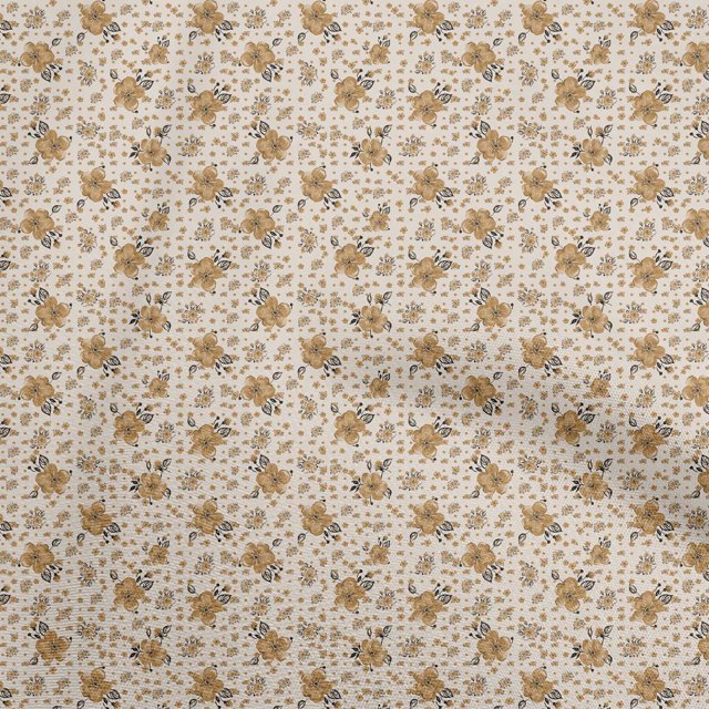 oneOone Georgette Viscose Brown Fabric Florals Sewing Material Print Fabric By The Yard 42 Inch Wide