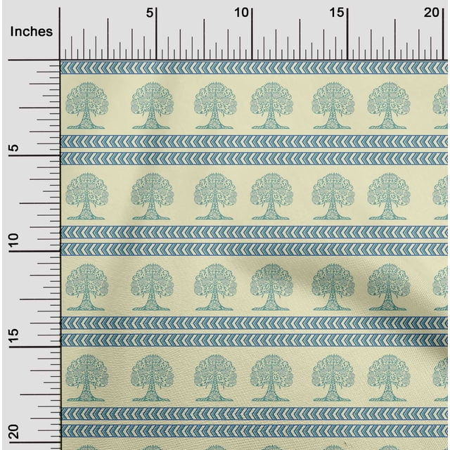 oneOone Georgette Viscose Fabric Arrow & Tree Block Print Fabric By Yard 42 Inch Wide
