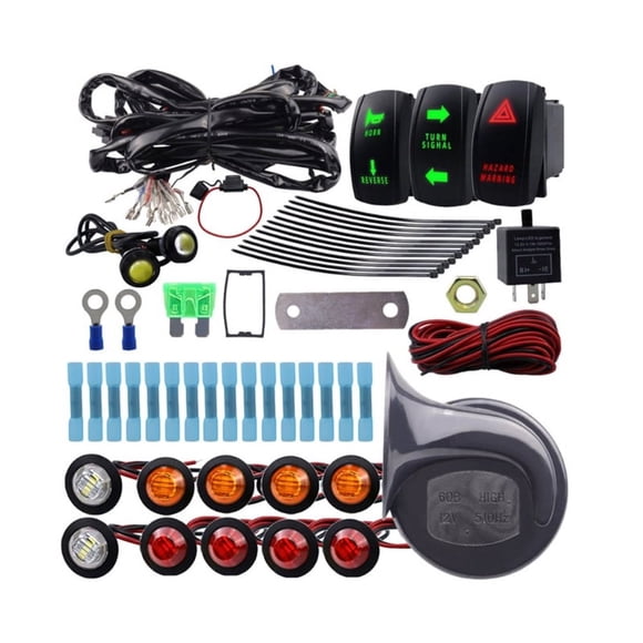 EIGTHTAIL Kit de Klaxon de Signalisation Pré-Câblé Interrupteur de Lumière d'Avertissement Lampe Inversée pour UTV ATV SXS