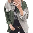 thumbnail image 1 of IROINID Veste Surchemise Courte pour Femmes Rayures Manches Longues Cardigan Long Décontracté Patchwork, Vert, 1 of 8