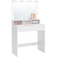 thumbnail image 1 of Coiffeuse VASAGLE, Coiffeuse de Maquillage, Table de Maquillage avec Grand Miroir, Lumières DEL à Luminosité Réglable, 2 Tiroirs et 3 Compartiments, Coiffeuse Moderne, Blanc, 1 of 6