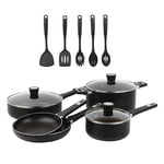 Mainstays Antiadhésif en aluminium 13pcs Ensemble de produits de cuisine noir