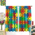 thumbnail image 3 of Abstract Kitchen Curtains, Colorful Puzzle Pieces Fractal Children Hobby Activity Leisure Toys Cartoon Image Window Drapes Set 2 Panels,52x84 Inches, 3 of 8