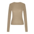 thumbnail image 5 of AherBiu Womens Tops Fall Long Sleeve Crewneck Basic Layering Cropped Tops Slim Tight Stretchy Tshirts, 5 of 5