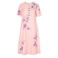 thumbnail image 4 of TIMIFIS Robe Florale Bohème Ample Décontractée d'Automne pour Femmes avec Poches, Manches Courtes, Longue Maxi, Robe Évasée d'Été pour la Plage, Robes d'Invitée de Mariage d'Automne, 4 of 6