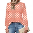 thumbnail image 5 of HAiming Chemises à Pois pour Femmes Décontractées à Col Rond Hauts à Volants Plissés Blouse Basique Chic T-Shirts de Travail, 5 of 5