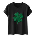 thumbnail image 3 of Vente de Liquidation!! T-Shirt de la Saint-Patrick pour Femmes, Vert Trèfle, Col Rond, Manches Courtes, Tunique Décontractée, Noir + TTTG, 3 of 3