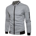 thumbnail image 1 of Liyamei Men's Fall/winter Stand-up Collar Solid Color Plaid Zipper Sweater Baseball Uniform Sports Suit, 1 of 5