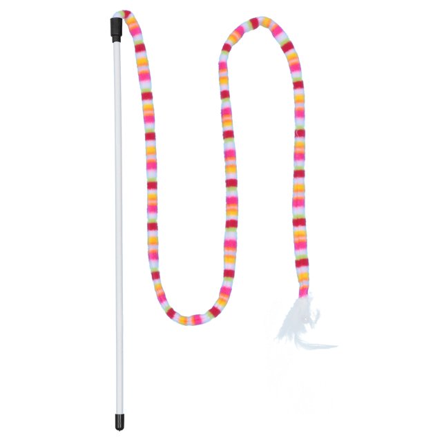 Shisuyan 2Pcs Cat Toys Interactive Cat Teaser Wand with Tassel Multi-colored Flannel Entertainment Owner Interaction