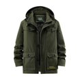 thumbnail image 1 of RXIRUCGD Manteau à Capuche Décontracté pour Homme, Coupe Ample, Uni, à Manches Longues, Sans Capuche, Manteaux Décontractés, Vert Armée, Taille : 3TG, 1 of 6