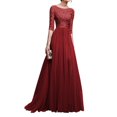 thumbnail image 1 of Robe Longue Élégante en Mousseline pour Femme, Robe de Soirée Formelle (Blanc P), 1 of 8