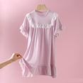 thumbnail image 2 of biudgviw Chemises de Nuit pour Tout-Petites Filles, Douces, à Volants, Manches Courtes, Col Ras du Cou, Robe de Pyjama en Dentelle, Tenue de Nuit Confortable, Nuisette, 2 of 3