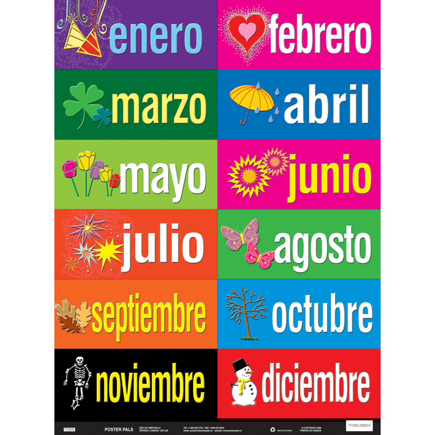 Ens. cartes de mois, jours, saisons en espagnol de Poster Pals