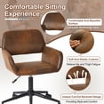 thumbnail image 4 of Homy Casa 2-Piece Home Office Set, 22'' 360° Swivel PU Leather Desk Chair & 18.9'' Foldable Side Table with Cup Holder, Brown/Black, 4 of 8
