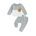 thumbnail image 1 of Fortune 0-3T Toddler Baby Boy Waffle Clothes Patchwork Sweatshirt Pullover Long Pants Infant Fall Winter Outfits, 1 of 6