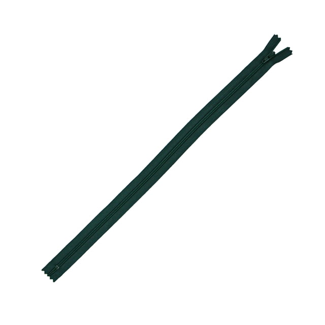 UNIQUE CREATIV Fermeture Éclair Tout Usage à Extrémité Fermée, 40 cm (15,7 Po), Gros Plan Vert Forêt d'Une Fermeture Éclair à Extrémité Fermée de 40 cm avec Ruban Tissé Vert Forêt, Dents en Plastique Moulé Assorties, Butée Inférieure Fixe et Curseur Assorti; Destiné aux Réparations, aux Ouvertures de Vêtements, de Coussins Ou de Sacs Qui Ne Se Séparent Pas, Montré sur un Fond Neutre.