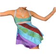 thumbnail image 3 of Women Suspender Mini Dress Contrast Color Hollow Backless A-Line Dress Chic Party Clubwear, 3 of 10
