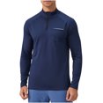 thumbnail image 1 of RXIRUCGD Chemise Décontractée à Manches Longues pour Hommes, Couleur Unie, Col Rabattu avec Fermeture Éclair, Bleu Marine, Taille : 2TG, 1 of 7