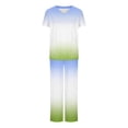 thumbnail image 1 of TIMIFIS Scrub Set for Women Stretchy Gradient Printed Work Uniform T-Shirt Short Sleeve and Long Pants Summer Trendy Work Suit with Pockets - Spring/Summer, 1 of 4