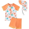 thumbnail image 1 of Akiihool Dinosaur Swim Trunks Boys Boys 2 Pieces Rash Guard Sun Protection Long Sleeve Kid Swimsuits Quick Dry Swim Shirt Trunks for Boys (Orange,6-12 Months), 1 of 4
