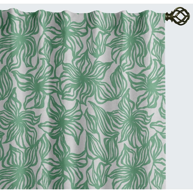 Vargottam 84 Inch Rod Pocket/Back Tab Cotton Curtains for Windows and Doors- Light Filtering Cotton- Light Filtering Drapes For Doors- Set of 2 Panels, 52"x84"- Abstrct Floral Design (Green)