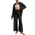 thumbnail image 1 of UPPADA Woman 2 Piece Outfit Set Fall,Women Two Piece Fall Outfits 2 Pc Oversized Outfits Fleece Zip up Hoodie Matching Drawstring Joggers Tracksuit Sets with Pockets Black,XXL, 1 of 6