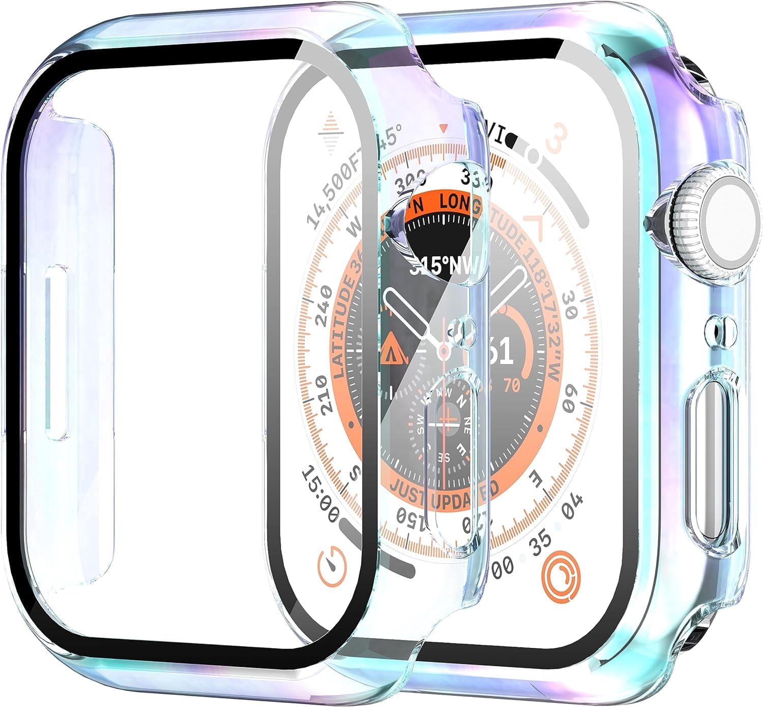KOMI 2-Pack for Apple Watch 44mm Screen Protector Case,for iWatch Series 8/7/6/5/4/Series SE/SE 2 44mm Protection Cover All-Around Tempered Glass Screen Protector Case Ultra-Thin - Color Clear