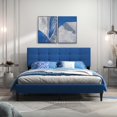 thumbnail image 4 of Costway Lit Plateforme Grand Rembourré Base de Matelas Tête de Lit Capitonnée Bleu, 4 of 10