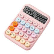 Mechanical Calculator 12 Digit Large LCD Display Big Round Button Cute Candy Colored Calculator Suitable for Office School Home for Kids Students Accountant - Pink