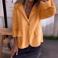 thumbnail image 2 of MIASHUI Loose Fit Solid Color Button-Up Notched Collar Linen Blend Blazer Cardigan for Women Bohemian Style Lightweight Jacket Orange,XL, 2 of 7