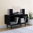 thumbnail image 2 of Bowery Hill 40"Mid-Century Wood Storage Console Cabinet in Black, 2 of 12