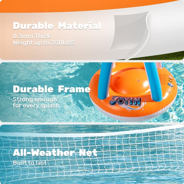 Ensemble de volley-ball gonflable pour piscine – Jeu de volley-ball gonflable pour piscine avec panier de basket, filet de volley-ball, deux ballons, jeu de natation pour enfants et adultes – RAPANDA