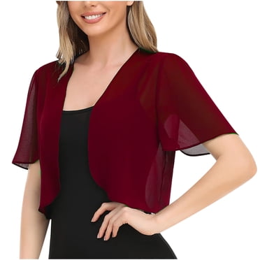 Cardigan en Liquidation pour Femmes Femmes en Mousseline Douce à devant Ouvert Transparent à Manches Courtes Cardigans pour Robe de Soirée Cardigans Légers pour Femmes Été
