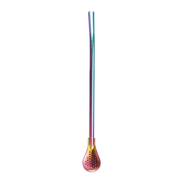 XZNGL Stainless Steel 304 Detachable Straw Colander Tea Leaking Juice Residue Spoon Milk Tea Coffee Stirring Spoon