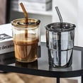 thumbnail image 3 of WIFKLSIIPG Glass High Value Beverage Cup Coffee Cup Double Drinking Straw Cup Portable Office Gift Cup, 3 of 6