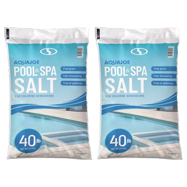Aqua Joe Lot de 2 Sel de Spa pour Piscine à Dissolution Rapide de 40 Livres pour Générateurs de Chlore, AJ-PS40