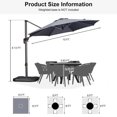 thumbnail image 3 of PURPLE LEAF Parasol Déporté Rond de 10 Pi pour Terrasse Extérieure, Grand Parasol Suspendu, Parasol en Aluminium avec Rotation à 360°, Parasol de Jardin et de Piscine Ajustable, Gris, 3 of 8