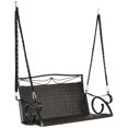 thumbnail image 1 of Outsunny 2-Person Wicker Porch Swing Hanging Swing Bench with Steel Chains, 1 of 10