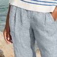 thumbnail image 4 of CFLVAEK Fake Denim Distressed Capri Pant with Pocket for Women Loose Fit Solid Ruched Beach Pant Flowy Breathable Straight Pedal Pushers Lightweight Mid Rise Ladies Lounge Pants, 4 of 8
