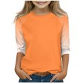 thumbnail image 1 of SERTG T-Shirt de Mode pour Tout-Petits et Enfants, Col Rond, Manches 3/4, Imprimé, Blouse à Col Ras du Cou, T-Shirts pour l'Été et le Printemps, 4-15 Ans (Orange#3, 13 Ans), 1 of 7