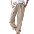 thumbnail image 2 of Mikilon Women Casual Solid Color Pockets Elastic Waist Comfortable Straight Pants, 2 of 5