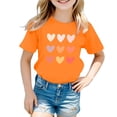thumbnail image 1 of GDREDA Vêtements Fille Enfants Filles Mignon Imprimé Graphique Col Rond Manches Courtes Tee Été Décontracté T-Shirt Sortie Hauts Orange, 3-4 Ans, 1 of 4