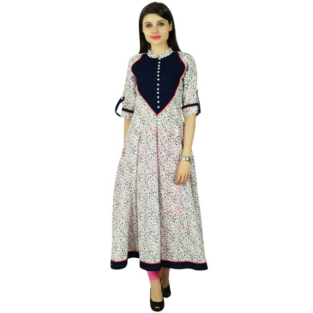 Phagun Kurta Florale Bollywood pour Femmes Kurti Ethnique en Coton Robe Tunique